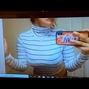 Garage Stripped Cropped Turtle Neck